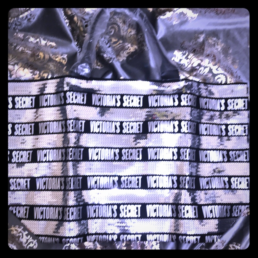 Vs black canvas sequin bag w/ mini clutch